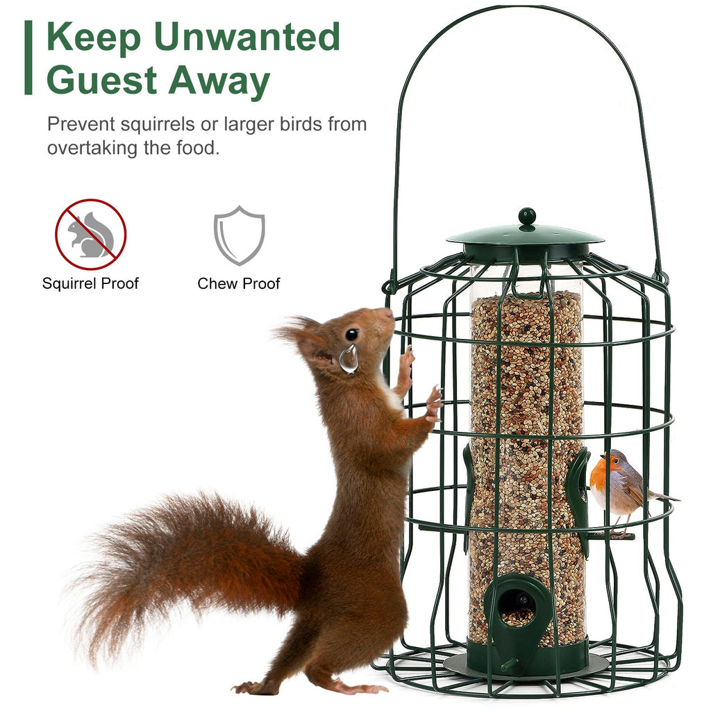 Metal Cage Bird Feeder with 4 Feeding Ports, Green - image 8