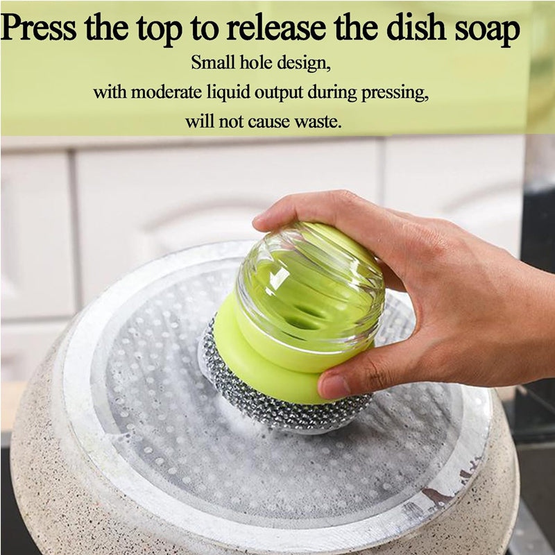 Soap-Dispensing Dish Scrubber with Stainless Steel Ball - view 5