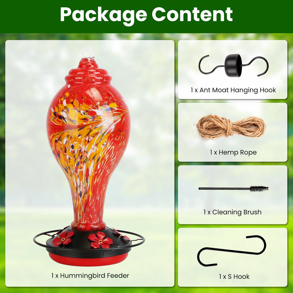Hand-Blown Glass Hummingbird Feeder, 33 oz - image 7