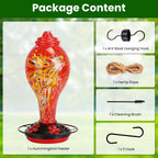 Hand-Blown Glass Hummingbird Feeder, 33 oz - image 7
