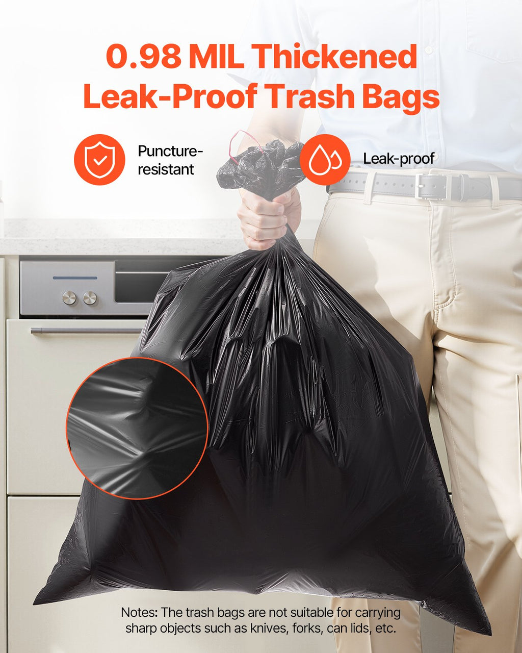 Tall Drawstring Kitchen Trash Bags, 30 Gallon, 50 Count