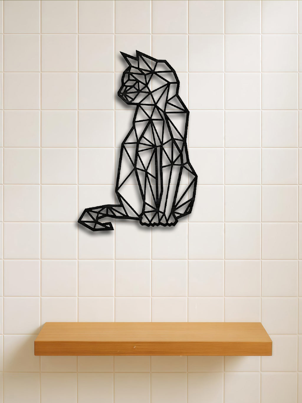 Geometric cat metal wall art - view 1 of 6