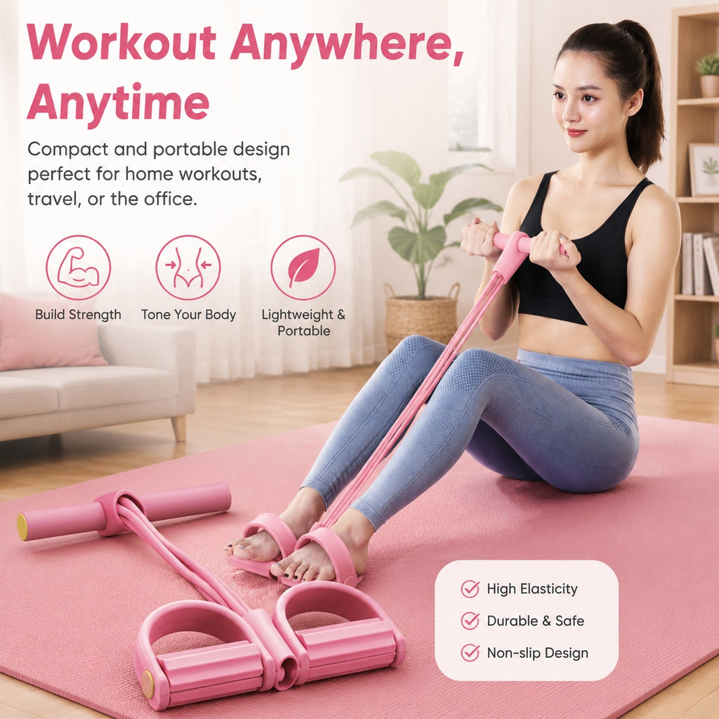 6-Tube Pedal Puller Resistance Band, Pink - image 5