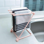 Dimension diagram showing the rack in pink, grey and blue