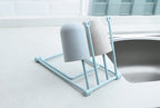Dimension diagram of the pink folding dish cloth rack