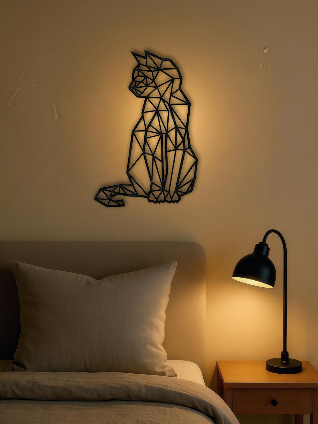 Geometric cat metal wall art - view 5 of 6