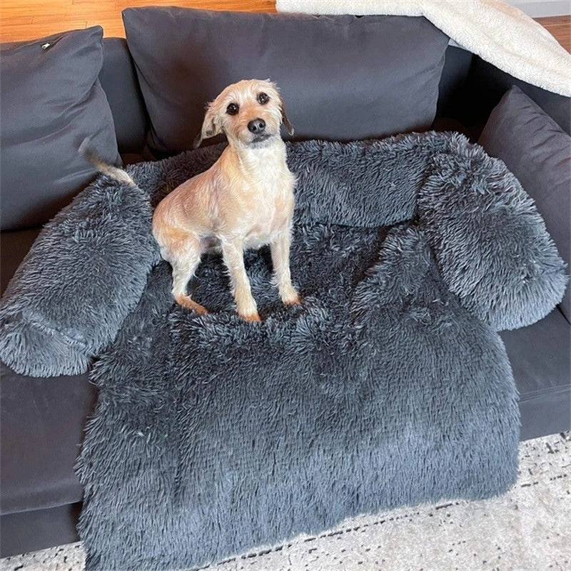 Plush Faux-Fur Dog Bed and Couch Cover - image 7