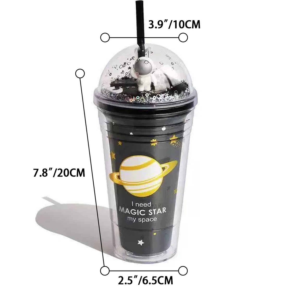 Glitter Astronaut Tumbler with Dome Lid and Straw - view 2