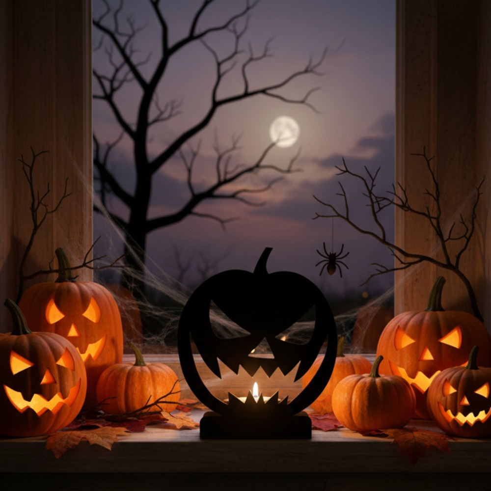 Gothic Pumpkin Metal Candle Holder - view 2