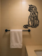 Geometric cat metal wall art - view 4 of 6