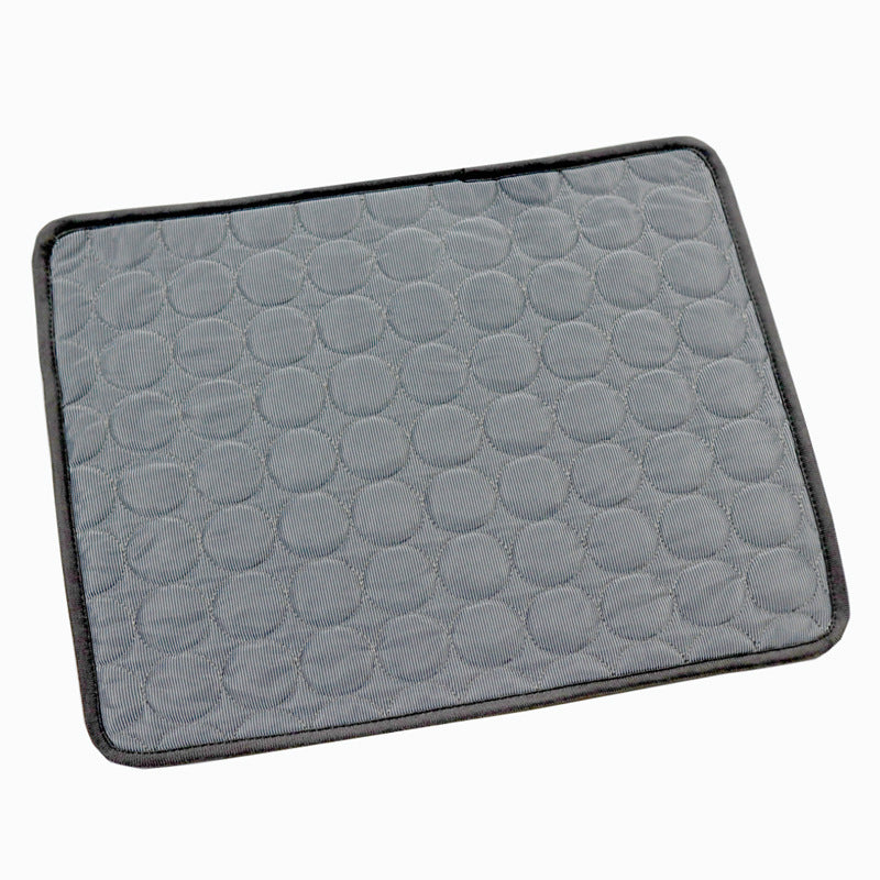 Dark gray pet sleeping mat with a close-up of the quilted surface