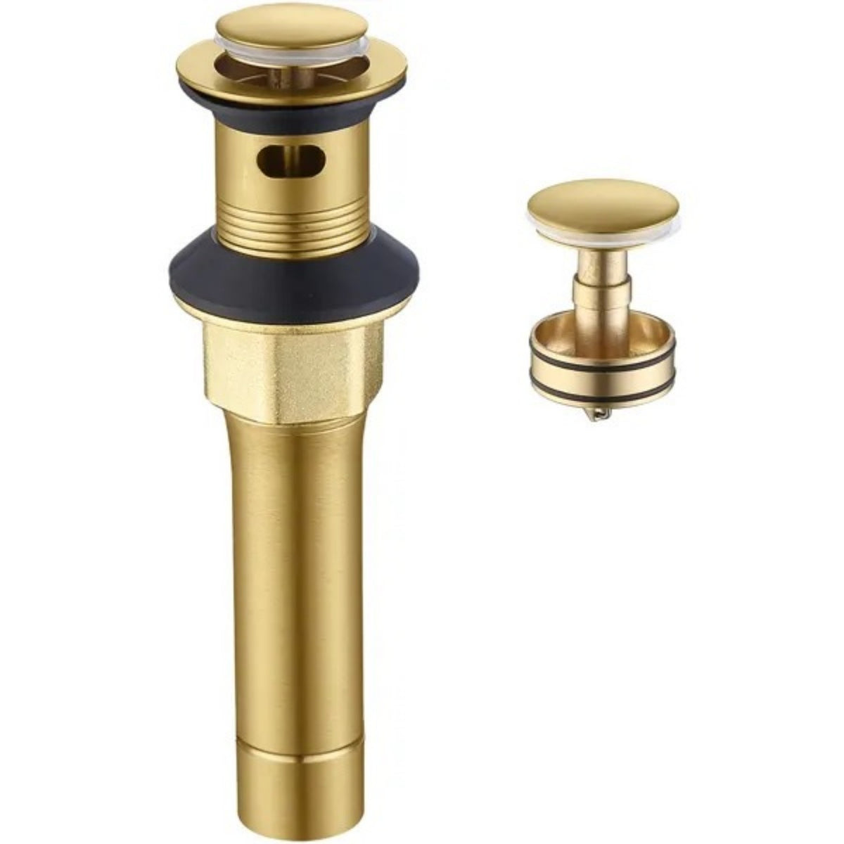 Brushed Gold Pop-Up Sink Drain Stopper with Anti-Clog Strainer Basket - image 2