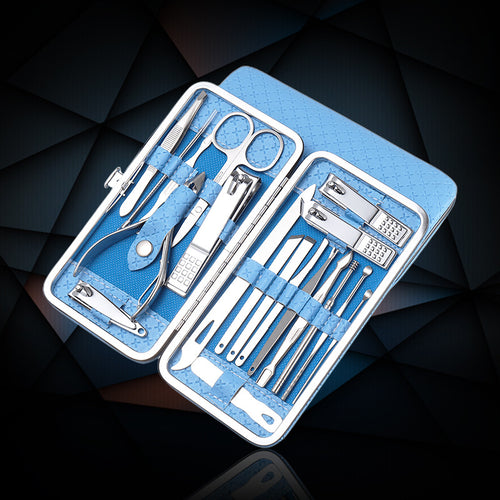 19-Piece Manicure and Pedicure Set, Blue - image 1