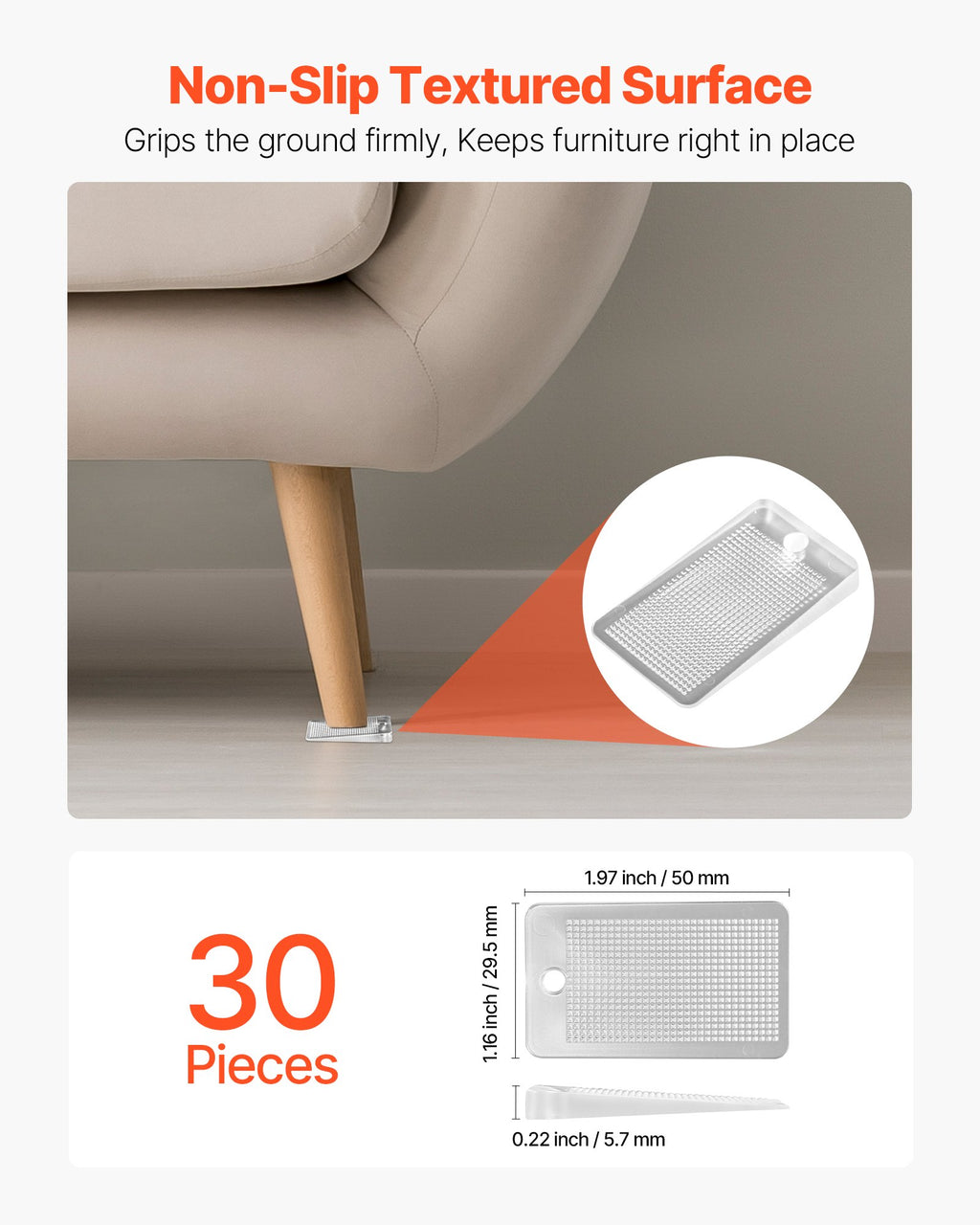 Clear Furniture Leveling Shims, 30 Pieces - view 2