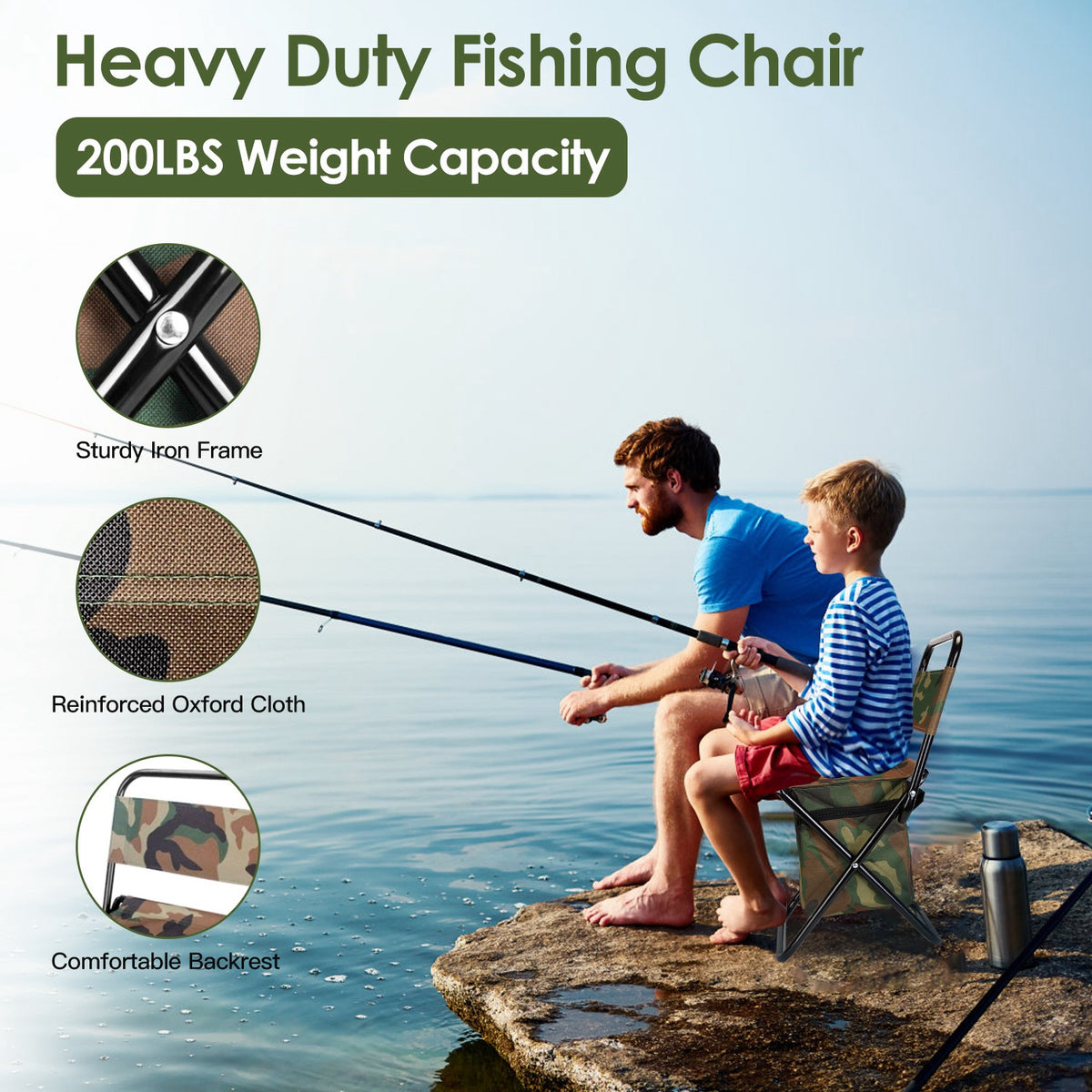 Folding Fishing Chair with Backrest and Cooler Bag - image 2