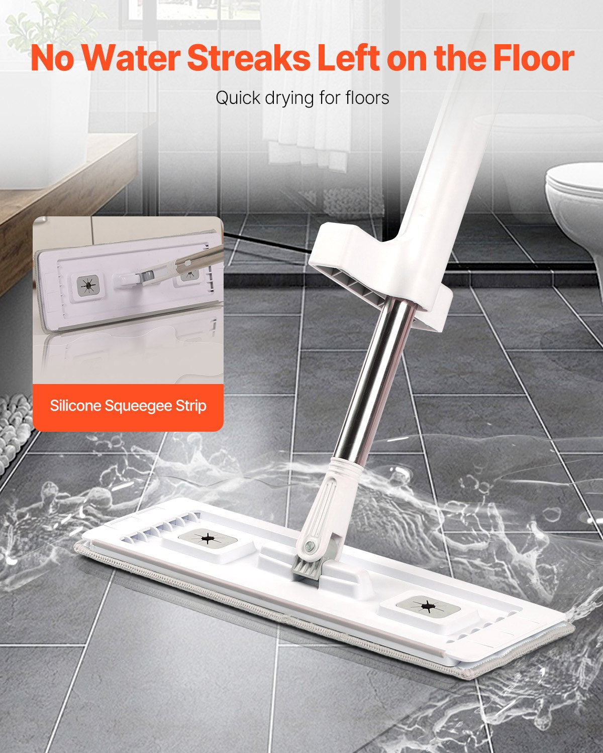 Self-Wringing Flat Mop with 4 Pads - view 3