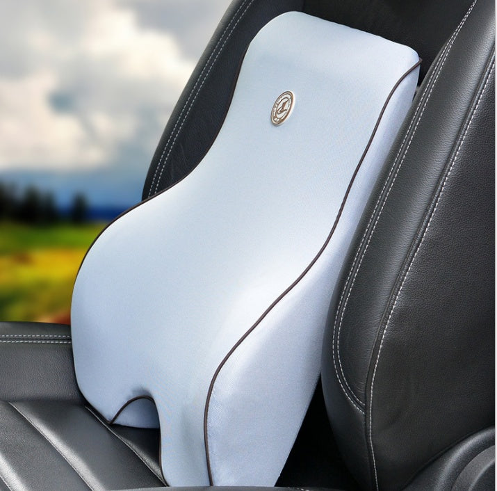 Gray car seat back support on a car seat