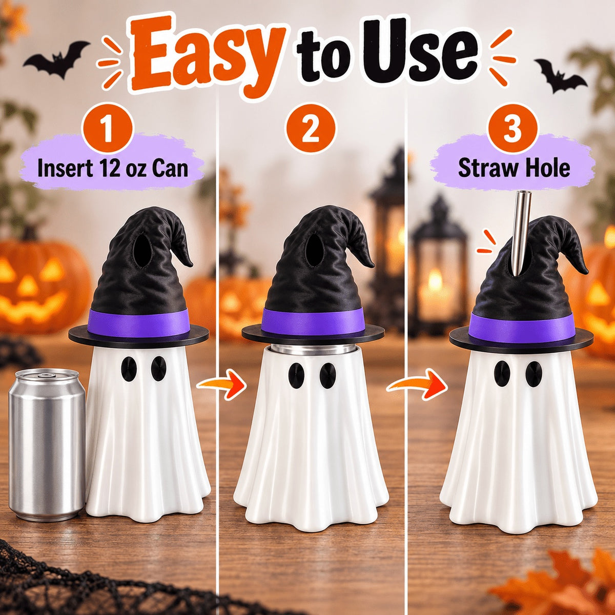 Ghost Can Holder and Witch Hat Topper - view 2