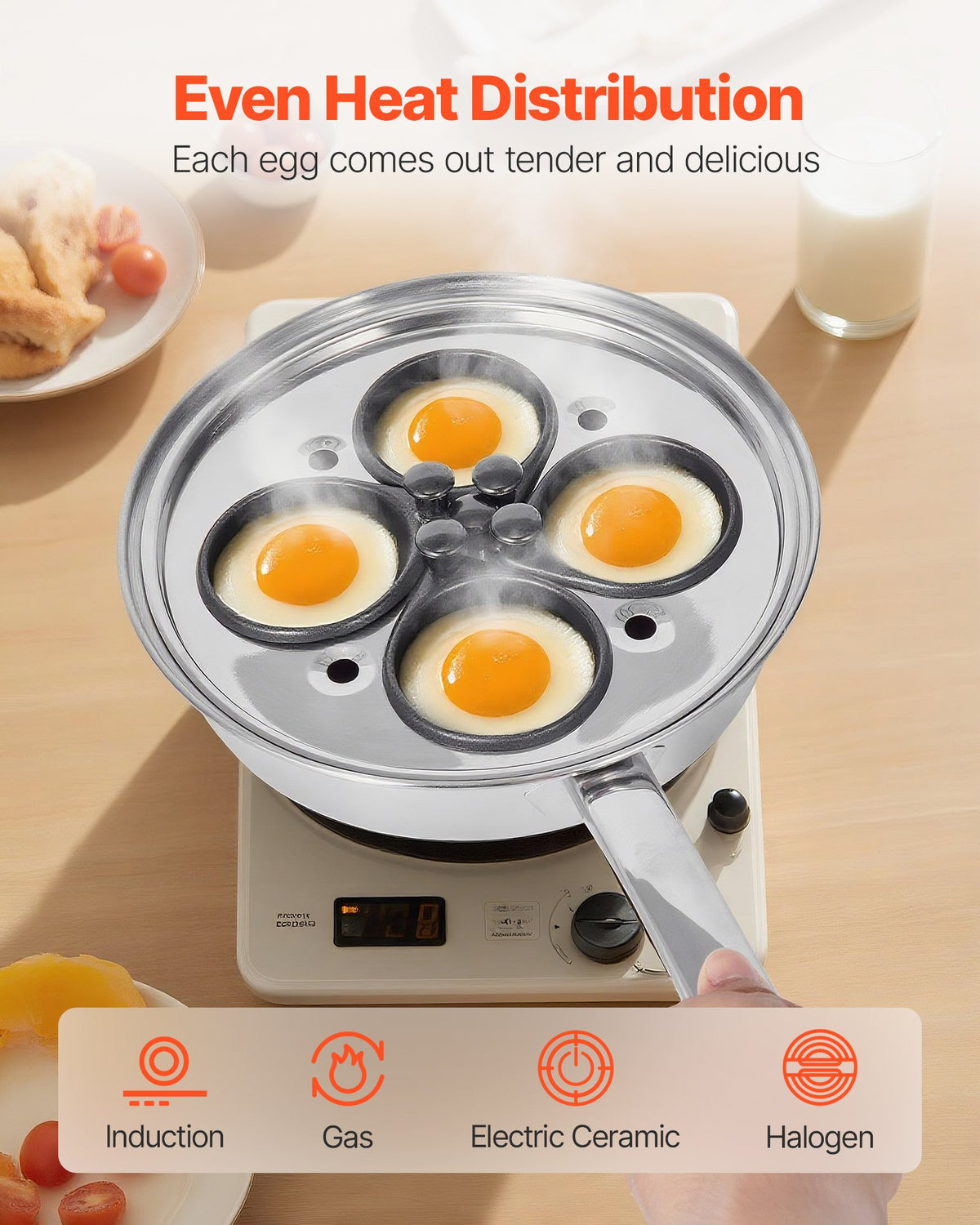 4-Cup Stainless Steel Egg Poacher Pan - image 4