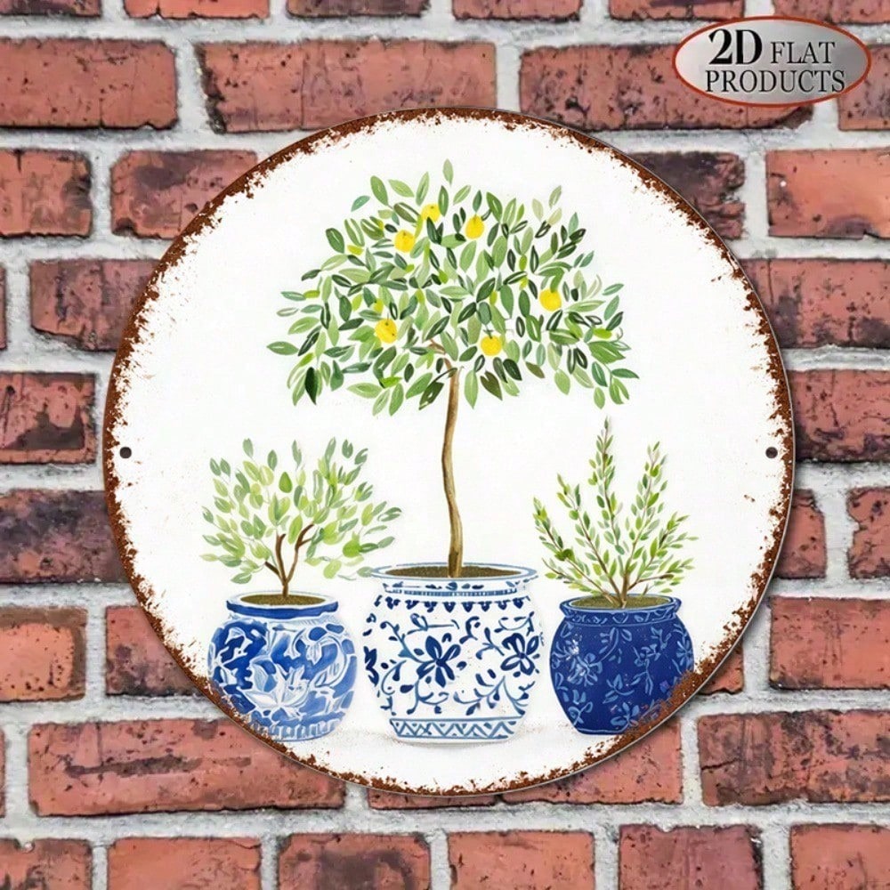 Vintage Lemon Tree Round Wall Sign - view 3