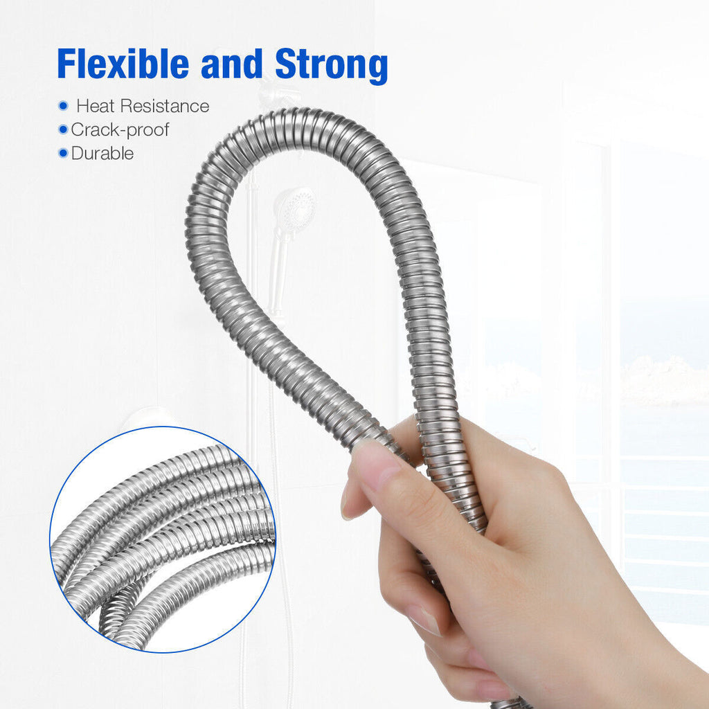 Extra-long shower hose in bathroom
