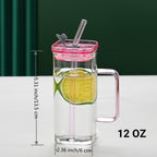 Square Glass Cups with Lids and Straws, Set of 6 - view 2