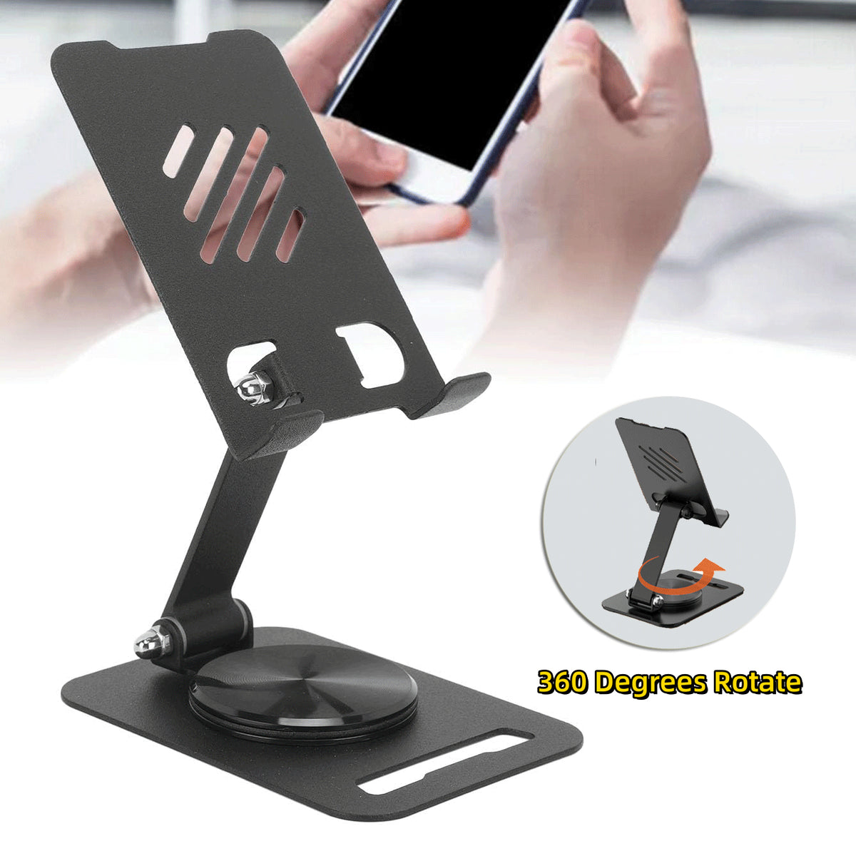 Adjustable Metal Phone and Tablet Stand, 360 Rotation