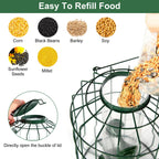 Metal Cage Bird Feeder with 4 Feeding Ports, Green - image 3