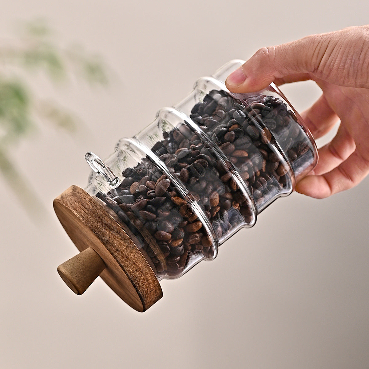 25 oz Glass Coffee Storage Jar with Wooden Lid and Spoon - image 3
