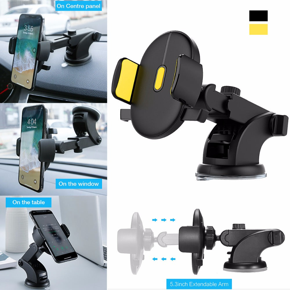 Telescopic Dashboard Car Phone Holder, Suction Base