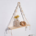Hand-woven cotton wall tapestry with planks, main view