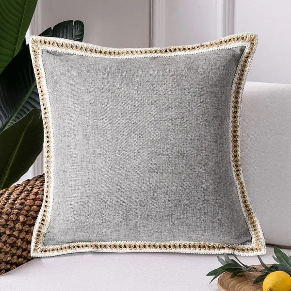 Retro linen pillowcase with trim edge