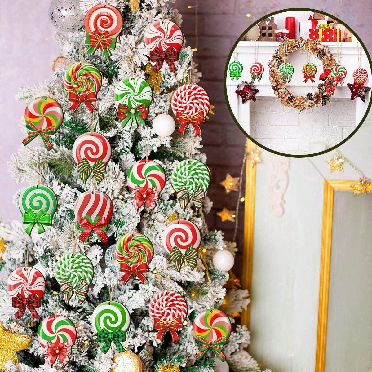 24 Peppermint Candy Christmas Ornaments - image 1