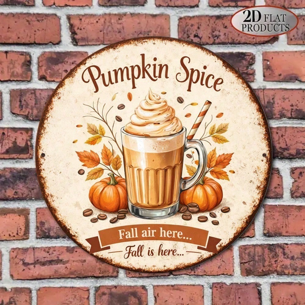 Pumpkin Spice Round Metal Fall Sign - view 2