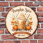 Pumpkin Spice Round Metal Fall Sign - view 2
