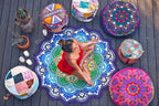 Round Mandala Beach Towel with Tassels, 59 in - view 9