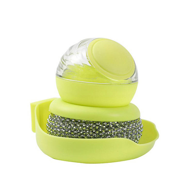 Soap-Dispensing Dish Scrubber with Stainless Steel Ball