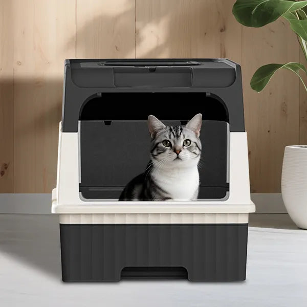 Enclosed Cat Litter Box with Top Entry and Pull-Out Drawer - view 4