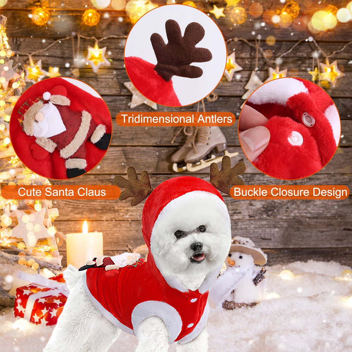 Pet Christmas Costume with Antlers - view 7