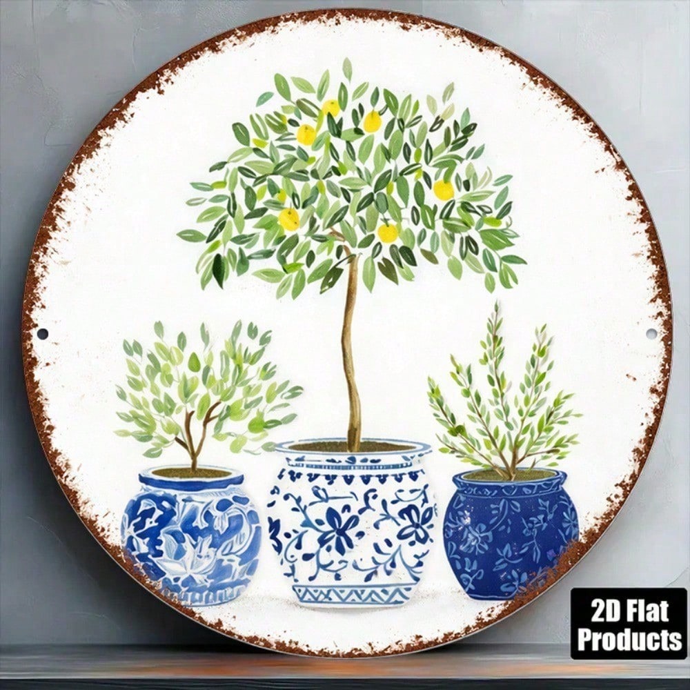 Vintage Lemon Tree Round Wall Sign - view 6