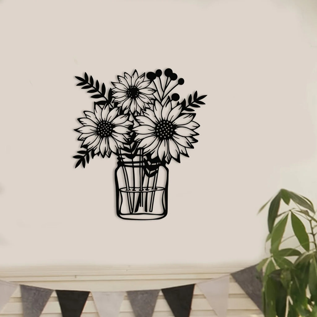 Sunflower Mason Jar Metal Wall Art - image 1