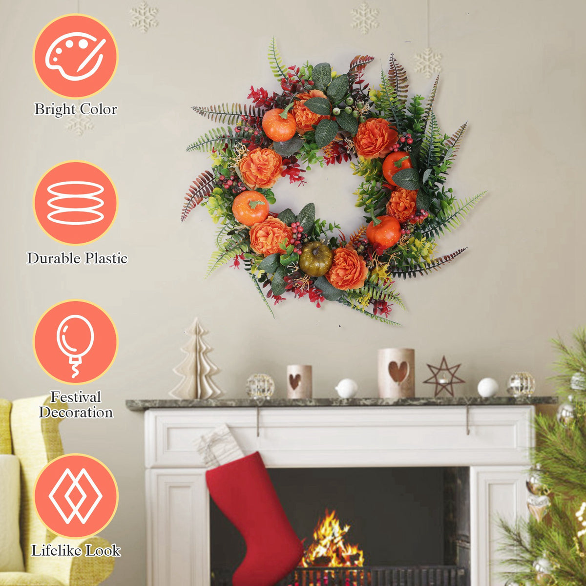 Fall Pumpkin Wreath for Front Door - image 1