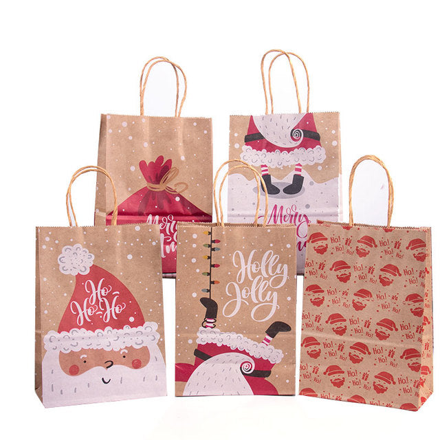Kraft Christmas Gift Bags with Handles - view 2
