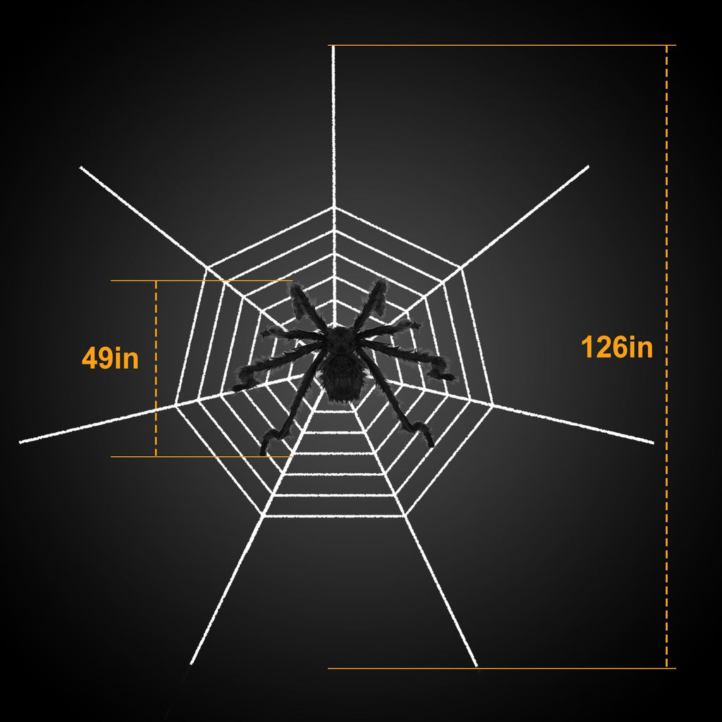 Giant 49 in Hairy Halloween Spider with Web - image 4