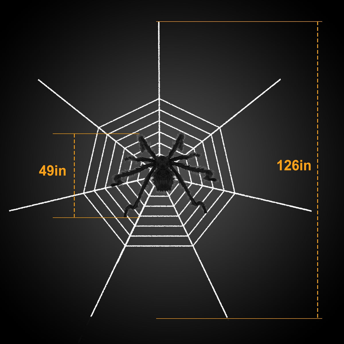 Giant 49 in Hairy Halloween Spider with Web - image 4
