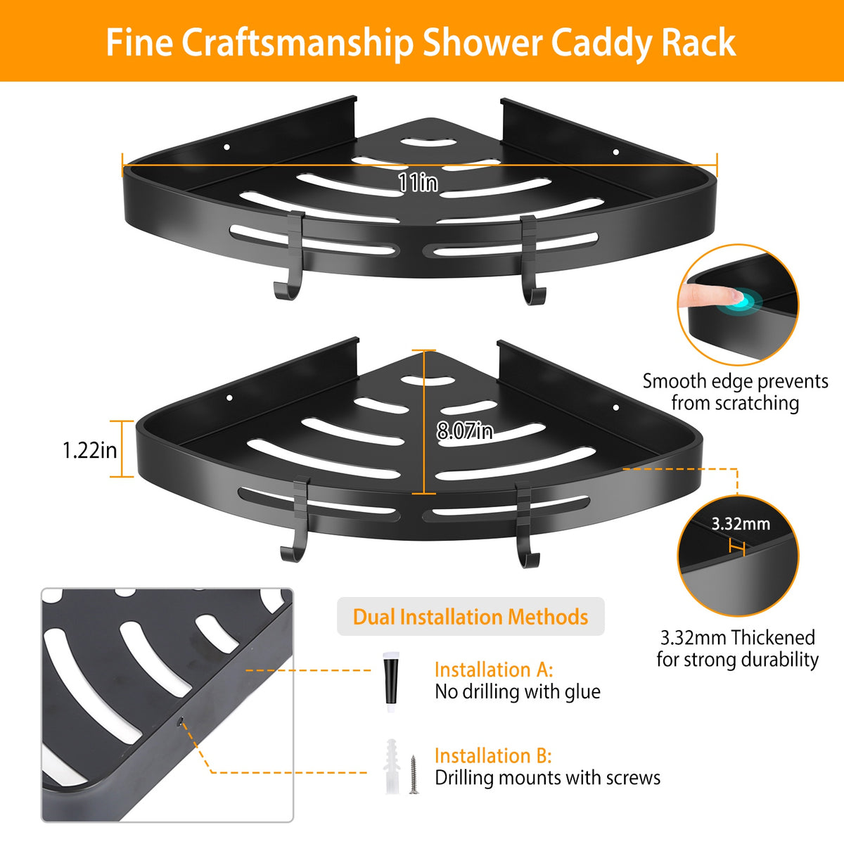 Black Aluminum Corner Shower Caddy Set - image 7