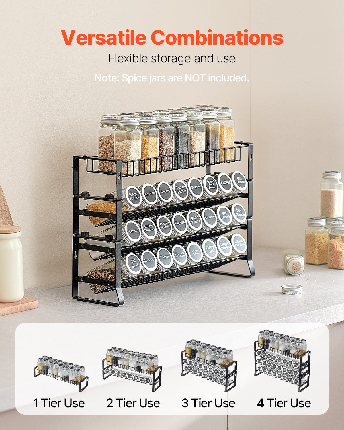 Black Metal Tiered Spice Rack Organizer - image 2