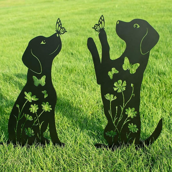 Metal Dog Silhouette Garden Stakes, 2 Pack