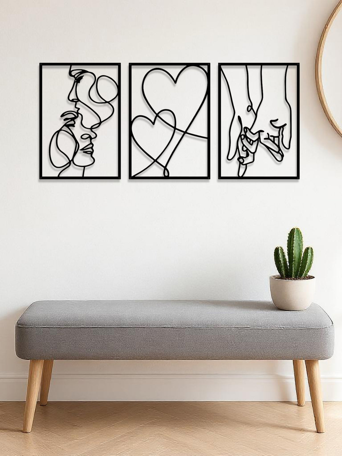 3-Piece Couple Silhouette Metal Wall Art - image 4