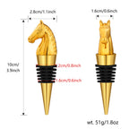 Golden horse head wine stopper size diagram, 10 cm tall, 51 g
